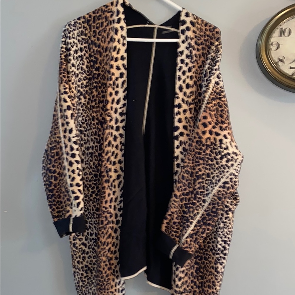 Leopard Print Open Front Cardigan
